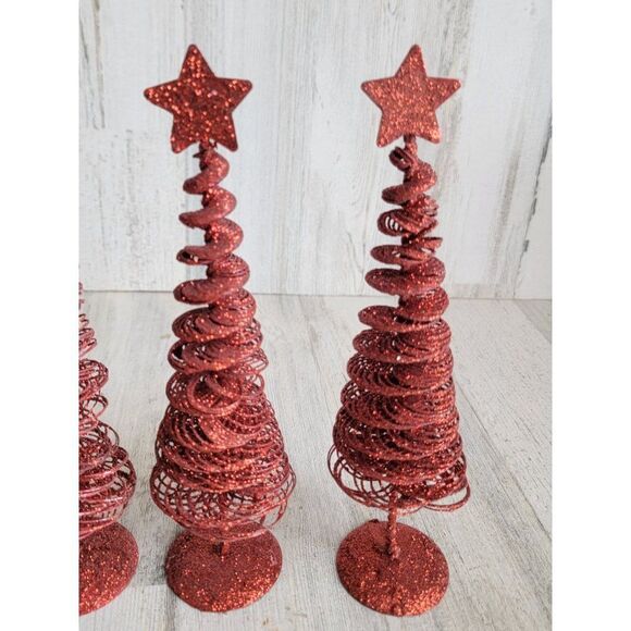 Glitter red star pine tree xmas Home decor metal - Picture 5 of 10